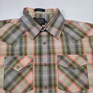 Pendleton Frontier Mens Short Sleeve Western Pearl Snap Plaid Shirt  M